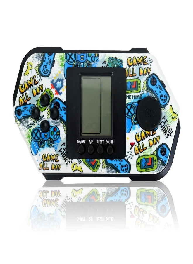 BeFunky Retro Block Game Console Cool Shape 26 Brick Games Silicone Button Powered by 2*AAA Batteries Speed/Difficulty Can Be Adjusted Handheld Game Children/Teens/Birthday (Graffiti White) - Image 1